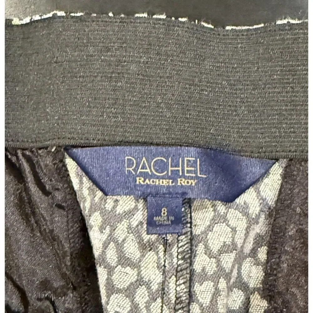 RACHEL ROY Gray Cheetah Animal Print Textured Cropped Agatha Pants Women's Sz 8 - Picture 7 of 12